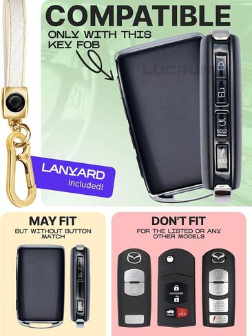 Lucrum for Mazda Key Fob Cover & Leather Keychain - TPU Key Case for Mazda 3, 6, CX-5 CX-9 CX-30 CX-50 CX-70 (2019-2025) in Saudi Arabia