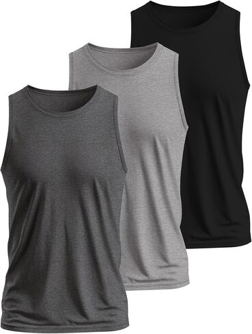 Ficerd 3 Pack Men's Big Tall Tank Tops, Cotton Moisture Wicking Muscle Shirts Sleeveless Solid Color Basic Tee Shirts in Saudi Arabia