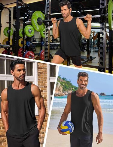 PINSPARK Beach Tank Tops for Men Summer Quick Dry Sleeveless Gym Workout Shirts Mens Athletic Running Tank Top UPF 50+ in Saudi Arabia