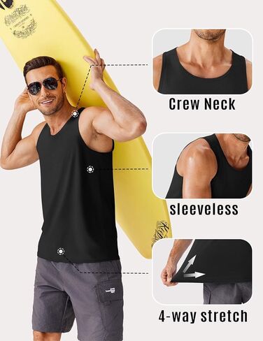 PINSPARK Beach Tank Tops for Men Summer Quick Dry Sleeveless Gym Workout Shirts Mens Athletic Running Tank Top UPF 50+ in Saudi Arabia