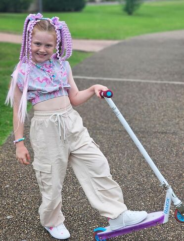 JiAmy Girls Cargo Pants Elastic High Waist Drawstring Pants Jogger Trousers Casual Loose with Pockets 6-14Y in Saudi Arabia