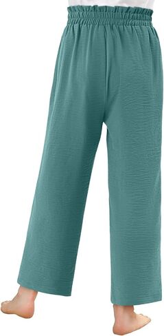Yoklass Girls Casual Pants High Waist Wide Leg Flowy Loose Long Trousers 4-14 Years in Saudi Arabia