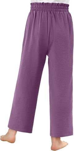 Yoklass Girls Casual Pants High Waist Wide Leg Flowy Loose Long Trousers 4-14 Years in Saudi Arabia