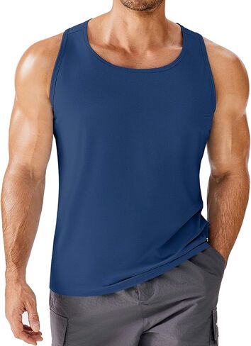 PINSPARK Beach Tank Tops for Men Summer Quick Dry Sleeveless Gym Workout Shirts Mens Athletic Running Tank Top UPF 50+ in Saudi Arabia