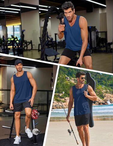PINSPARK Beach Tank Tops for Men Summer Quick Dry Sleeveless Gym Workout Shirts Mens Athletic Running Tank Top UPF 50+ in Saudi Arabia