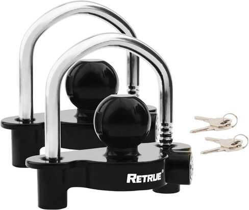 RETRUE Universal Coupler Lock Trailer Locks Ball Hitch Trailer Hitch Lock Adjustable Security Heavy-Duty Steel Fits 1-7/8 Inch, 2 Inch, 2-5/16 Inch Couplers Black in Kuwait