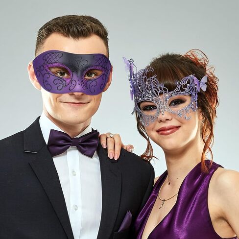 Couple Masquerade Masks Set - 2 Pcs Mysterious Lace Mask Vintage Antique Eyemasks for Men Women Mardi Gras Prom Ball in Kuwait