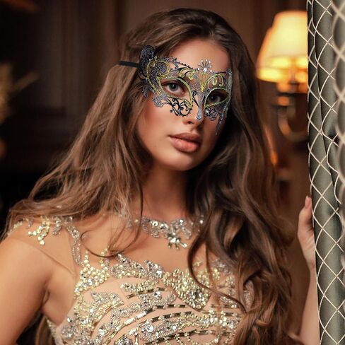 RhinestoneMasquerade Mask for Women - Antique Venetian Mask 2025 Mardi Gras Face Accessory for Woman in Kuwait