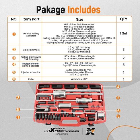 MaxPeedingRods 40 PCS أداة إزالة مستحضر حقن وقود الديزل ، أداة إزالة حاقن ديزل الشاحنة التلقائية ، مجموعة أدوات إزالة حاقن الوقود شرائح لمحركات الديزل لمحركات الديزل in Kuwait
