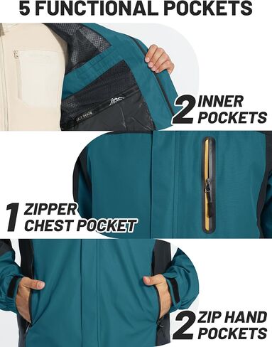 TACVASEN Mens Rain Jackets Water Resistant With Hood Windbreaker Lightweight Zip Jacket Climbing Fishing with Pockets in Saudi Arabia