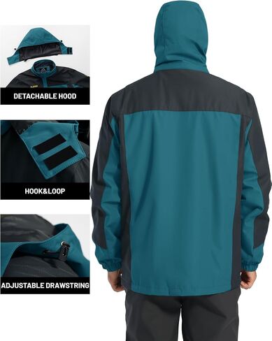 TACVASEN Mens Rain Jackets Water Resistant With Hood Windbreaker Lightweight Zip Jacket Climbing Fishing with Pockets in Saudi Arabia
