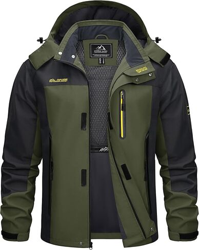 TACVASEN Mens Rain Jackets Water Resistant With Hood Windbreaker Lightweight Zip Jacket Climbing Fishing with Pockets in Saudi Arabia