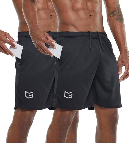 G Gradual Men's 2 Pack 7" Workout Running Shorts Quick Dry Lightweight Gym Shorts with Zip Pockets in Saudi Arabia
