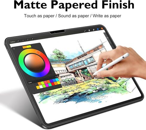 واقي شاشة زجاجي من قطعتين من Esanik لجهاز iPad Air 11 بوصة M2 (2024) طبقة من الزجاج المقوى 9H مع إطار محاذاة، كتابة مثل الورق، مضاد للتوهج، متوافق مع قلم Apple in Kuwait