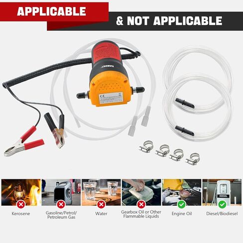 DASBET 12V 60W مستخرج مضخة تغيير الزيت، مستخرج مضخة الزيت/الديزل السائل، مضخة شفط تغيير الزيت، مضخة إزالة الزيت لأنابيب تغيير الزيت، شاحنة RV، قارب ATV (أحمر) in Saudi Arabia
