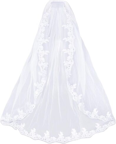 Vividsun Girls First Communion Veils Soft Tulle Lace Edge Veil for Holy Communion Accessories in Kuwait