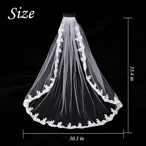Vividsun Girls First Communion Veils Soft Tulle Lace Edge Veil for Holy Communion Accessories in Kuwait