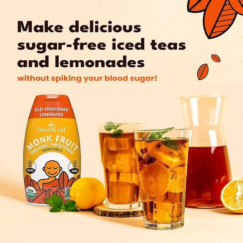 SweetLeaf Lemonade Liquid Monk Fruit - Monk Fruit Liquid Sweetener Drops, Organic Monk Fruit Extract, Zero Calorie Sweetener, Sugar Free, Keto Friendly, Erythritol Free - 1.7 Fl Oz in Saudi Arabia