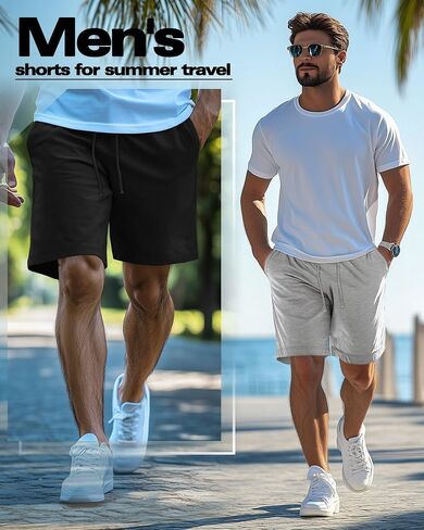 Neer 3 Pack Men's Basketball Shorts Drawstring Athletic Loose Gym Cotton Workout Summer Casual Running Pants with Pockets in Saudi Arabia