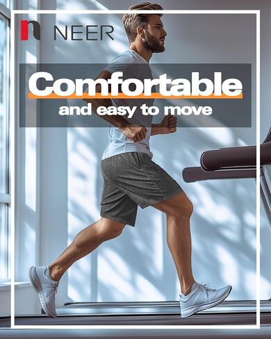 Neer 3 Pack Men's Basketball Shorts Drawstring Athletic Loose Gym Cotton Workout Summer Casual Running Pants with Pockets in Saudi Arabia