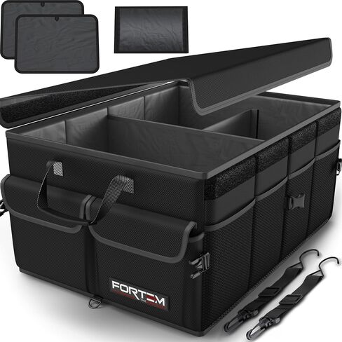 منظم Trunk Trunk Car Fortem ، منظم سيارات الدفع الرباعي متعددة المقصورة القابلة للطي ، تخزين قابلة للطي لإكسسوارات السيارات للنساء ، 600D Oxford ، قاع غير قاطع ، ضمان الأشرطة ، الغطاء الناعم (50 لتر) in Kuwait