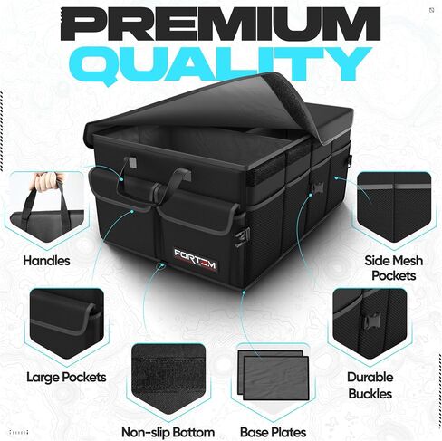 منظم Trunk Trunk Car Fortem ، منظم سيارات الدفع الرباعي متعددة المقصورة القابلة للطي ، تخزين قابلة للطي لإكسسوارات السيارات للنساء ، 600D Oxford ، قاع غير قاطع ، ضمان الأشرطة ، الغطاء الناعم (50 لتر) in Kuwait