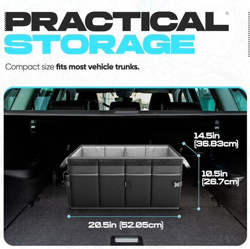 منظم Trunk Trunk Car Fortem ، منظم سيارات الدفع الرباعي متعددة المقصورة القابلة للطي ، تخزين قابلة للطي لإكسسوارات السيارات للنساء ، 600D Oxford ، قاع غير قاطع ، ضمان الأشرطة ، الغطاء الناعم (50 لتر) in Kuwait