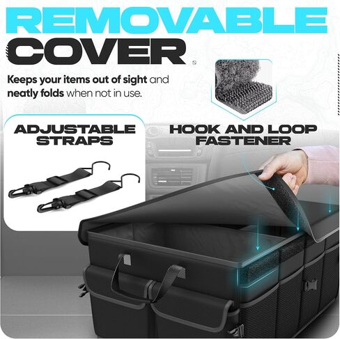 منظم Trunk Trunk Car Fortem ، منظم سيارات الدفع الرباعي متعددة المقصورة القابلة للطي ، تخزين قابلة للطي لإكسسوارات السيارات للنساء ، 600D Oxford ، قاع غير قاطع ، ضمان الأشرطة ، الغطاء الناعم (50 لتر) in Kuwait