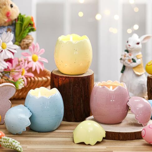 MTLEE 3 Pcs Easter Egg Scented Candle Easter Gift for Women Mom Her Egg Candles Decoration for Spring Home Party Coworkers Table Supplies Decor(Polka Dot) in Saudi Arabia