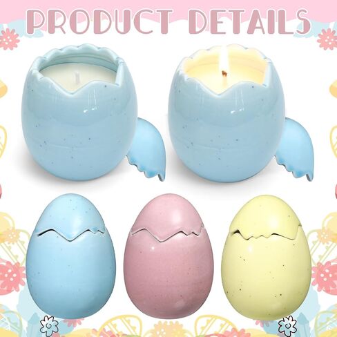 MTLEE 3 Pcs Easter Egg Scented Candle Easter Gift for Women Mom Her Egg Candles Decoration for Spring Home Party Coworkers Table Supplies Decor(Polka Dot) in Saudi Arabia