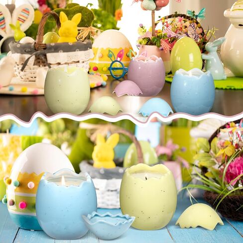 MTLEE 3 Pcs Easter Egg Scented Candle Easter Gift for Women Mom Her Egg Candles Decoration for Spring Home Party Coworkers Table Supplies Decor(Polka Dot) in Saudi Arabia