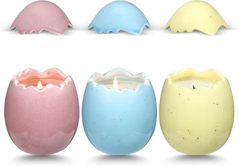 MTLEE 3 Pcs Easter Egg Scented Candle Easter Gift for Women Mom Her Egg Candles Decoration for Spring Home Party Coworkers Table Supplies Decor(Polka Dot) in Saudi Arabia
