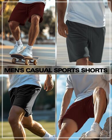 Neer 3 Pack Men's Basketball Shorts Drawstring Athletic Loose Gym Cotton Workout Summer Casual Running Pants with Pockets in Saudi Arabia