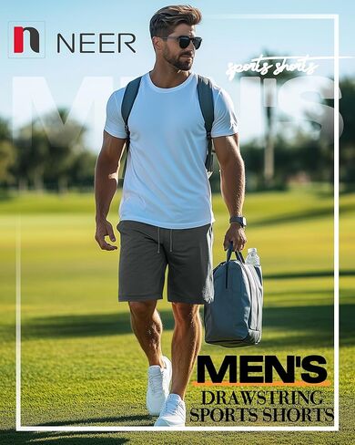 Neer 3 Pack Men's Basketball Shorts Drawstring Athletic Loose Gym Cotton Workout Summer Casual Running Pants with Pockets in Kuwait