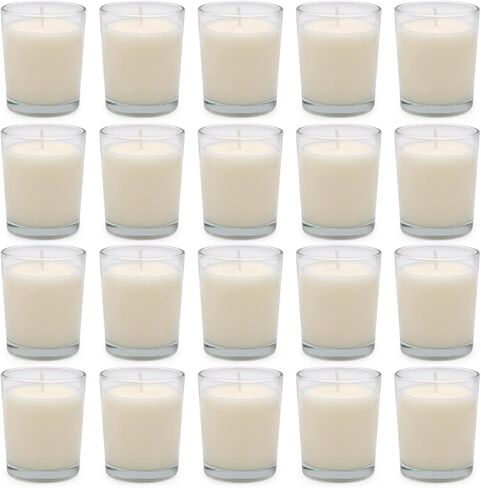 20 Packs Advent Candles with Clear Glass Holder, 15 Purple and 5 Pink Votive Candles, Unscented Seasonal Celebration Candles for Christmas Table Decoration in Saudi Arabia