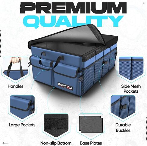 منظم Trunk Trunk Car Fortem ، منظم سيارات الدفع الرباعي متعددة المقصورة القابلة للطي ، تخزين قابلة للطي لإكسسوارات السيارات للنساء ، 600D Oxford ، قاع غير قاطع ، ضمان الأشرطة ، الغطاء الناعم (50 لتر) in Kuwait