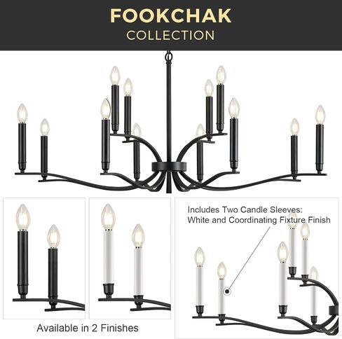 Black Living Room Chandelier 12 Light Hight Ceiling Foyer Candle Chandelier Large Dining Room Light Fixture Over Table 44in Metal Modern Chandeliers Hanging Light for Entry Master Bedroom in Saudi Arabia