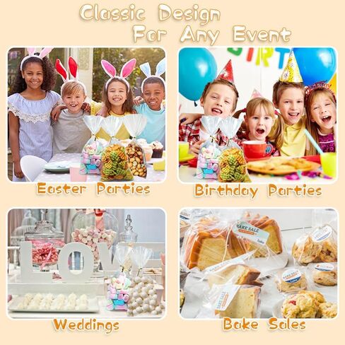 Cellophane Treat Bags, 100 Pcs 10x5 Inches Clear Cellophane Bags Candy Goodie Gift Bags with Twist Ties for Wedding Valentines Easter Gift Wrapping Packaging Dessert Bakery Cookies Chocolate Storage in Saudi Arabia