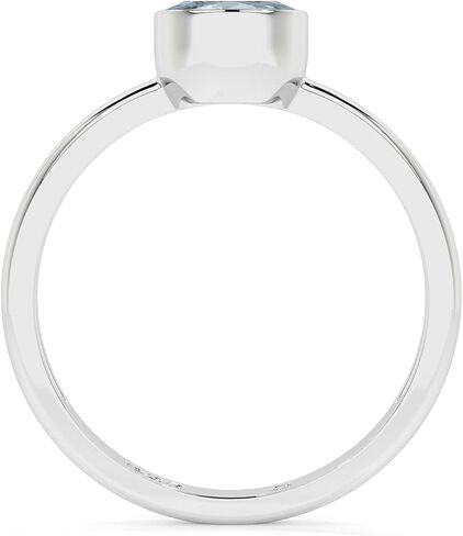 Natural Gemstone Solitaire Rings for Women in Sterling Silver, Birthstone Jewelry Gifts for Her Birthday, Anniversary, Christmas (Bezel-Set, Oval/Pear/Round) in Saudi Arabia