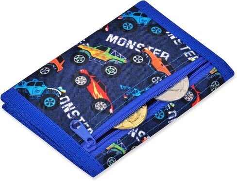 Kids Wallet for Boys Trifold Wallet with Keychain Holder and Zippered Coin Pocket Durable Boy Wallets for Kids Ages 4-16, Boys Wallet Gift Blue Car in Kuwait