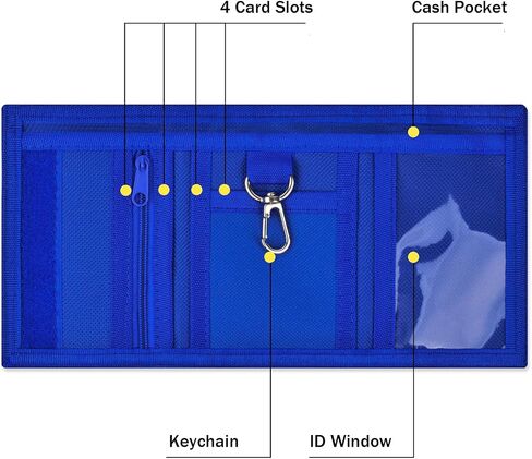 Kids Wallet for Boys Trifold Wallet with Keychain Holder and Zippered Coin Pocket Durable Boy Wallets for Kids Ages 4-16, Boys Wallet Gift Blue Car in Kuwait
