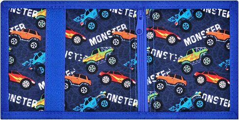 Kids Wallet for Boys Trifold Wallet with Keychain Holder and Zippered Coin Pocket Durable Boy Wallets for Kids Ages 4-16, Boys Wallet Gift Blue Car in Kuwait