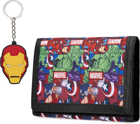 Marvel Spiderman Boys Wallet and Keychain Avengers Trifold Wallet with Card Slot Coin Purse Kids Gifts Set (Red Spiderman) in Saudi Arabia