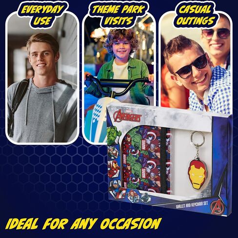 Marvel Spiderman Boys Wallet and Keychain Avengers Trifold Wallet with Card Slot Coin Purse Kids Gifts Set (Red Spiderman) in Saudi Arabia