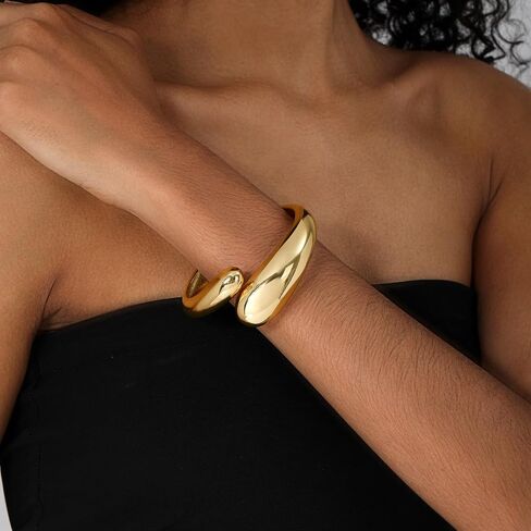 Gold Cuff Bangle Bracelets For Women Gold Polished Thick Waterdrop Bangle Statement Bracelets Chunky Jewelry for Women in Saudi Arabia