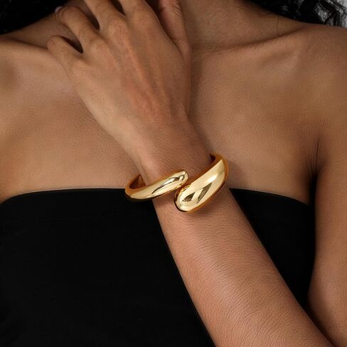 Gold Cuff Bangle Bracelets For Women Gold Polished Thick Waterdrop Bangle Statement Bracelets Chunky Jewelry for Women in Saudi Arabia