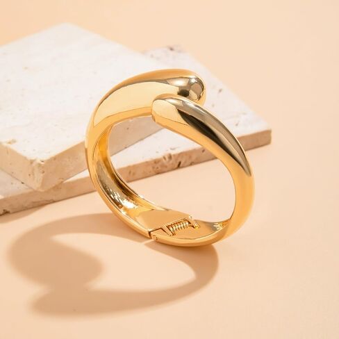 Gold Cuff Bangle Bracelets For Women Gold Polished Thick Waterdrop Bangle Statement Bracelets Chunky Jewelry for Women in Saudi Arabia