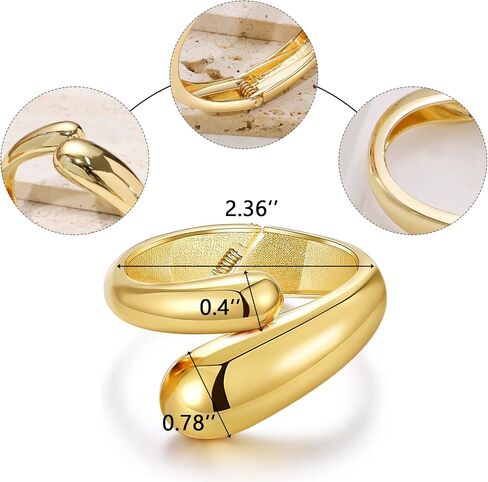 Gold Cuff Bangle Bracelets For Women Gold Polished Thick Waterdrop Bangle Statement Bracelets Chunky Jewelry for Women in Saudi Arabia
