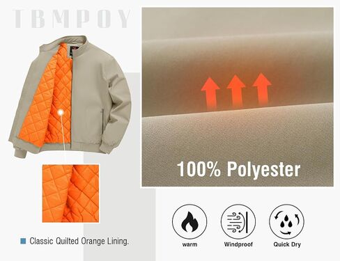 TBMPOY Men's Winter Lightweight Bomber Jackets Water Resistant Fall Casual Windbreakers Quilted Full Zip Windproof Work Coats in Saudi Arabia