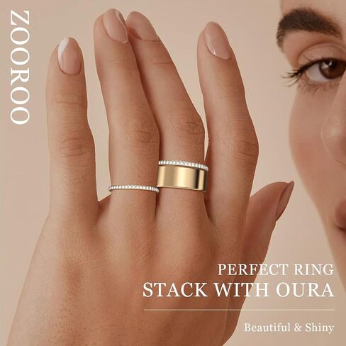 2-Pack 14K Gold Plated Stacking Rings for Oura Ring Gen 4/Oura Ring Gen 3, Cubic Zirconia Simulated Diamond Oura Stack Rings for Women in Kuwait